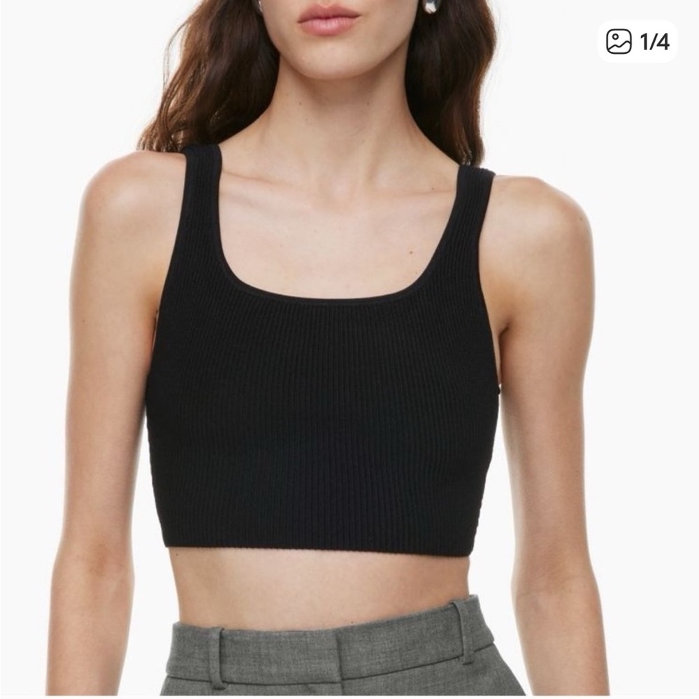 Aritzia Babaton Sculpt Knit Squareneck Cropped Tank, Black Size S